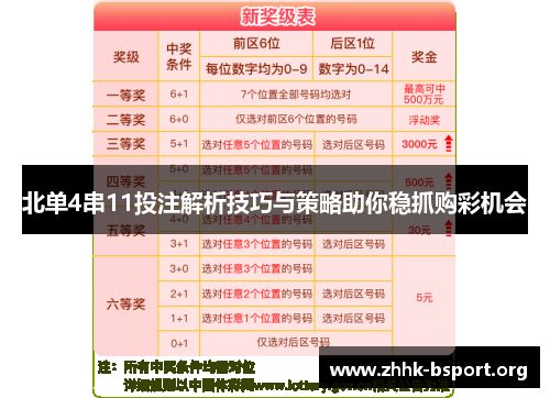北单4串11投注解析技巧与策略助你稳抓购彩机会